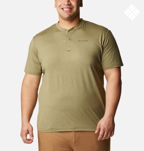 Columbia Tech Trail Kort Sleeve Henley T-skjorte Herre Olivengrønne | Plus Size 76901W